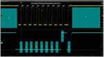 Multiple channel triggering. Visual Trigger areas can be associated with events spanning multiple channels, such as triggering on a specific burst-width on channel 1 and a specified bit pattern on channel 2.