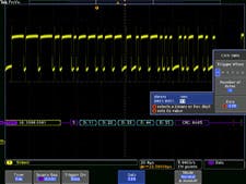 Triggering on specific data value on CAN bus